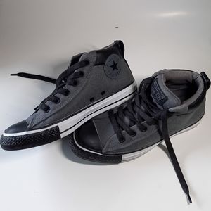 CONVERSE Black and Gray Sneakers Leather Details